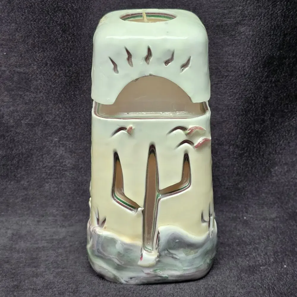 Hand Carved Desert Night Life Designed Large Candle Rare